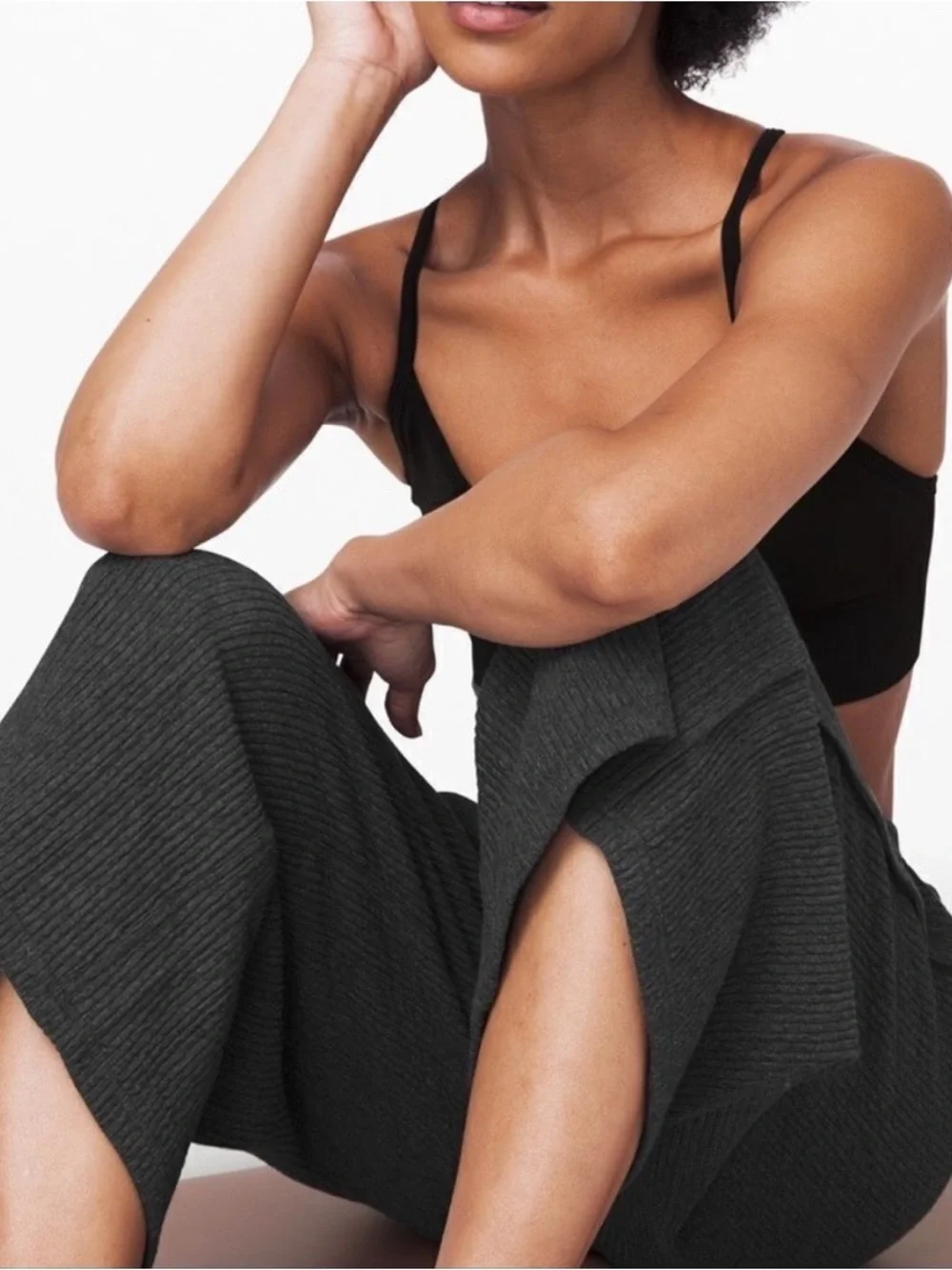 lululemon athletica Charcoal Wide-Leg Ribbed Capris